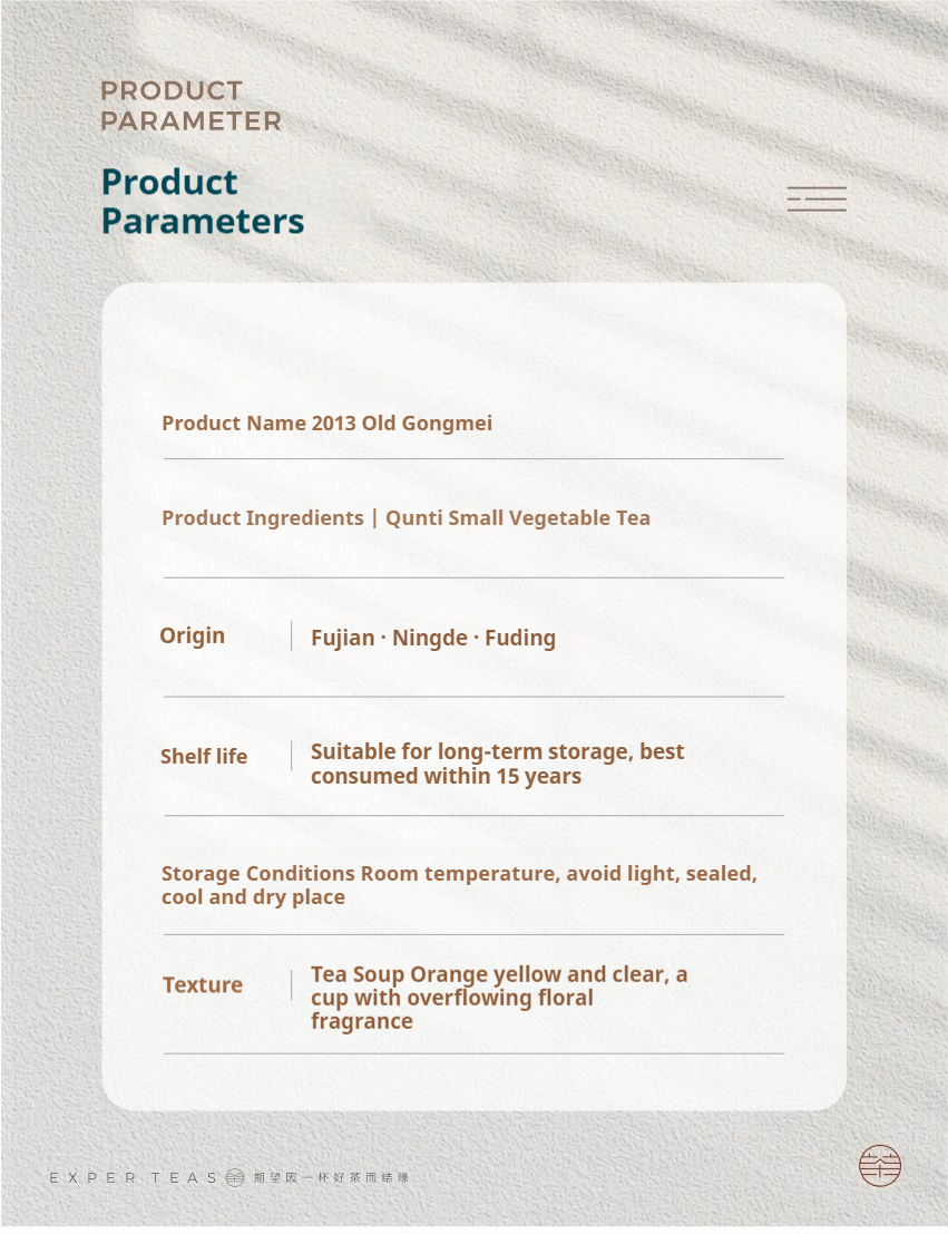 2013 Fuding Aged Gong Mei White Tea 350g - Five Roots Tea