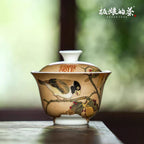 Jingdezhen Hand - Painted YA Sheng Song - Style Fragment [Indus & Waxbill] Gaiwan 120ml - Five Roots Tea