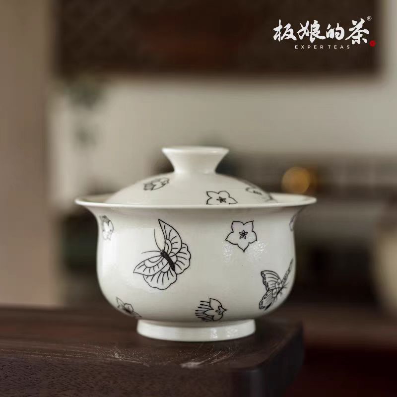 Nantang Handmade Elegant Butterfly - Loving - Flower Gaiwan - 150ml - Five Roots Tea