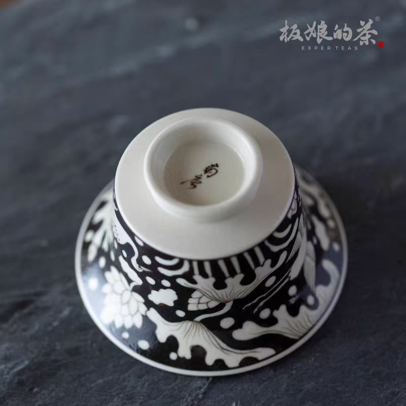 Nantang Handmade Elegant "Lotus and Egret for Continuous Imperial Examinations Success" Gaiwan - 120ml - Five Roots Tea