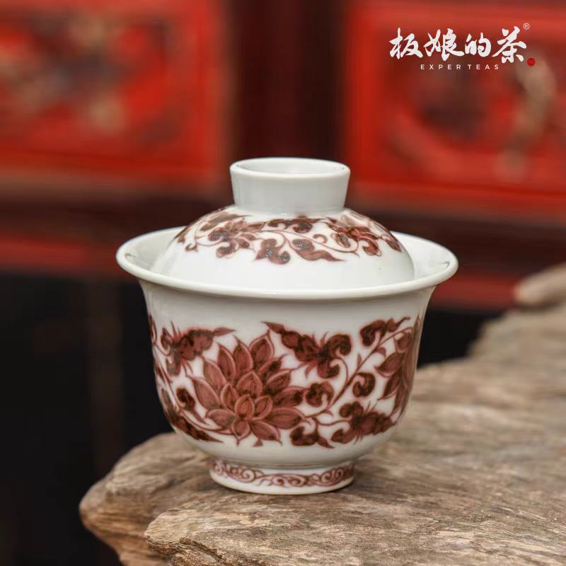 Youlihong Jingdezhen Handcrafted Interlocking Lotus Gaiwan (150ml) - Five Roots Tea